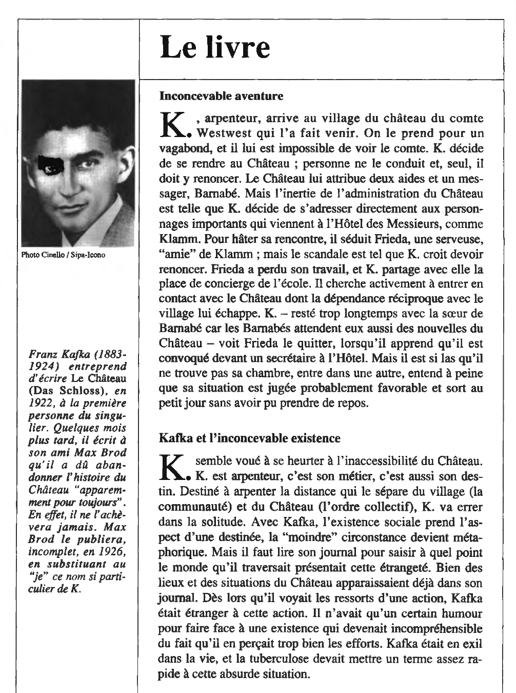 Prévisualisation du document Franz KAFKA : Le Château