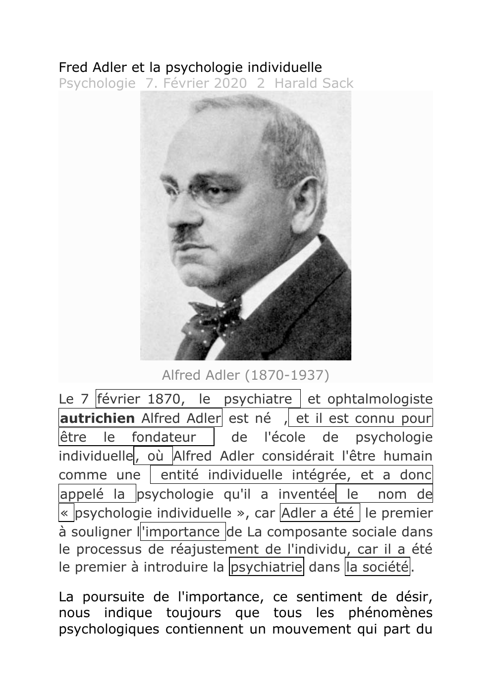 Prévisualisation du document Fred Adler et la psychologie individuelle