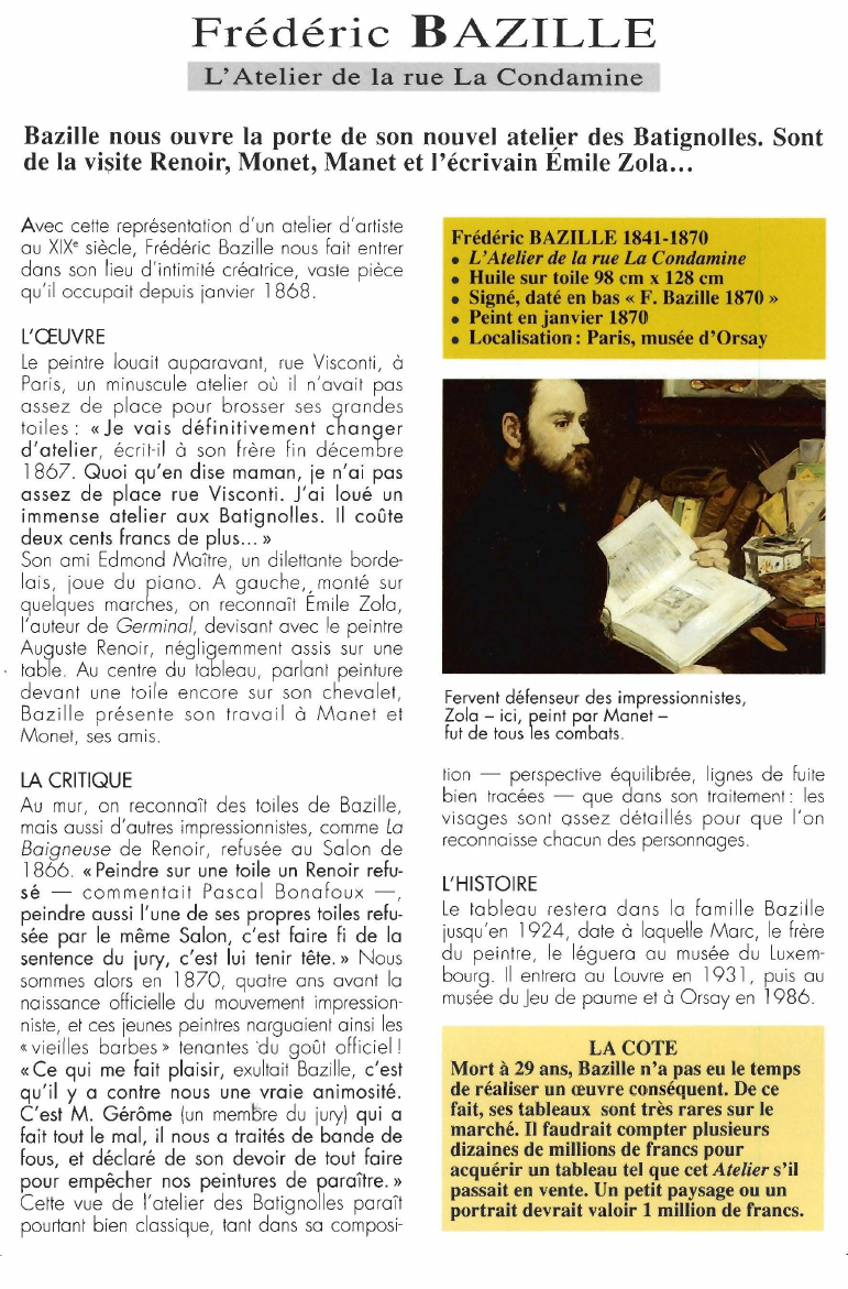 Prévisualisation du document Frédéric BAZILLE:L'Atelier de la rue La Condamine.