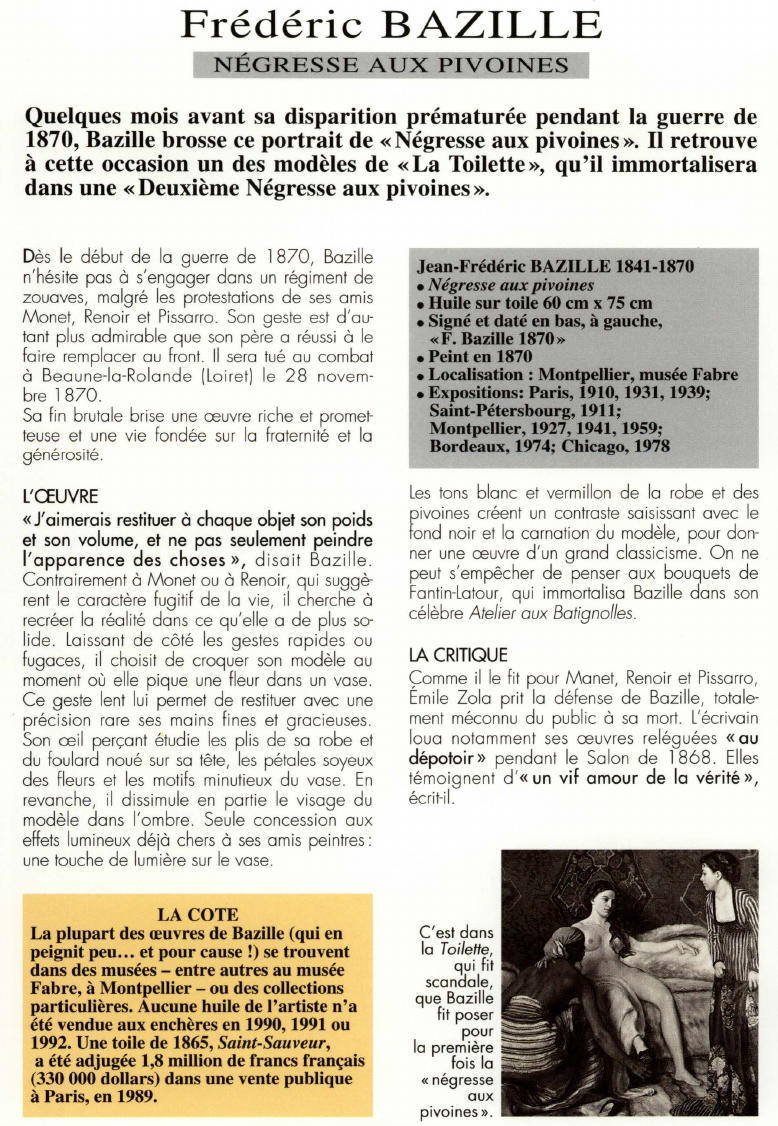 Prévisualisation du document Frédéric BAZILLE:NÉGRESSE AUX PIVOINES.