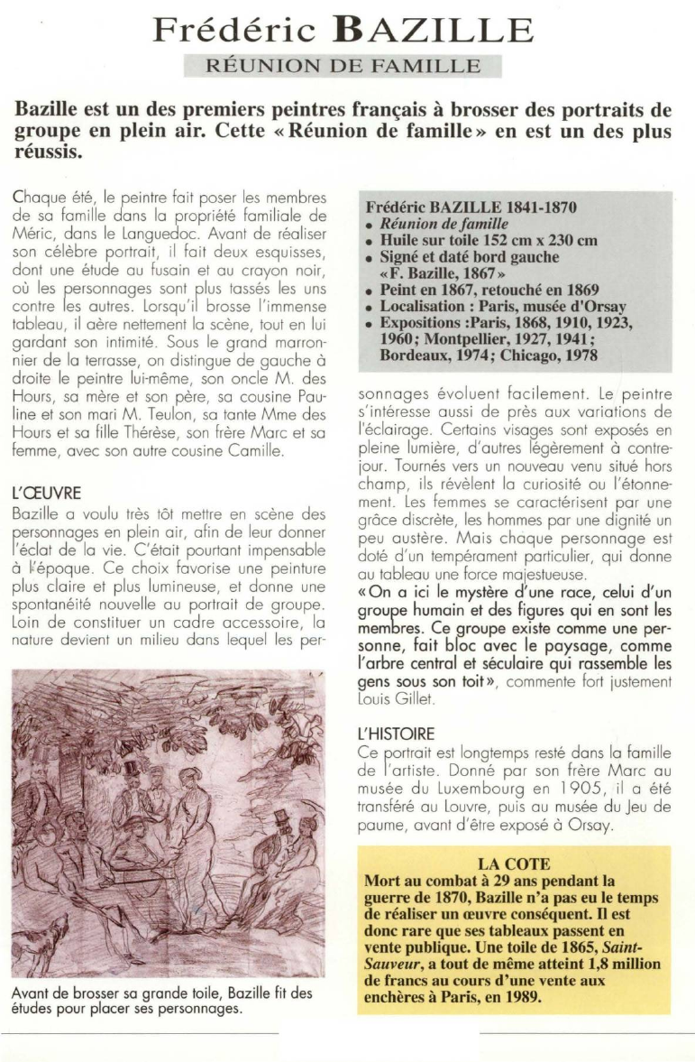 Prévisualisation du document Frédéric BAZILLE:RÉUNION DE FAMILLE (ANALYSE DU TABLEAU).