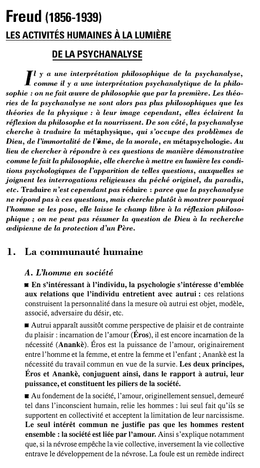 Prévisualisation du document Freud .(1856-1939)
LES ACTIVITÉS HUMAINES À LA LUMIÈRE
DE LA PSYCHANALYSE

I

l y a une interprétation philosophique de la...