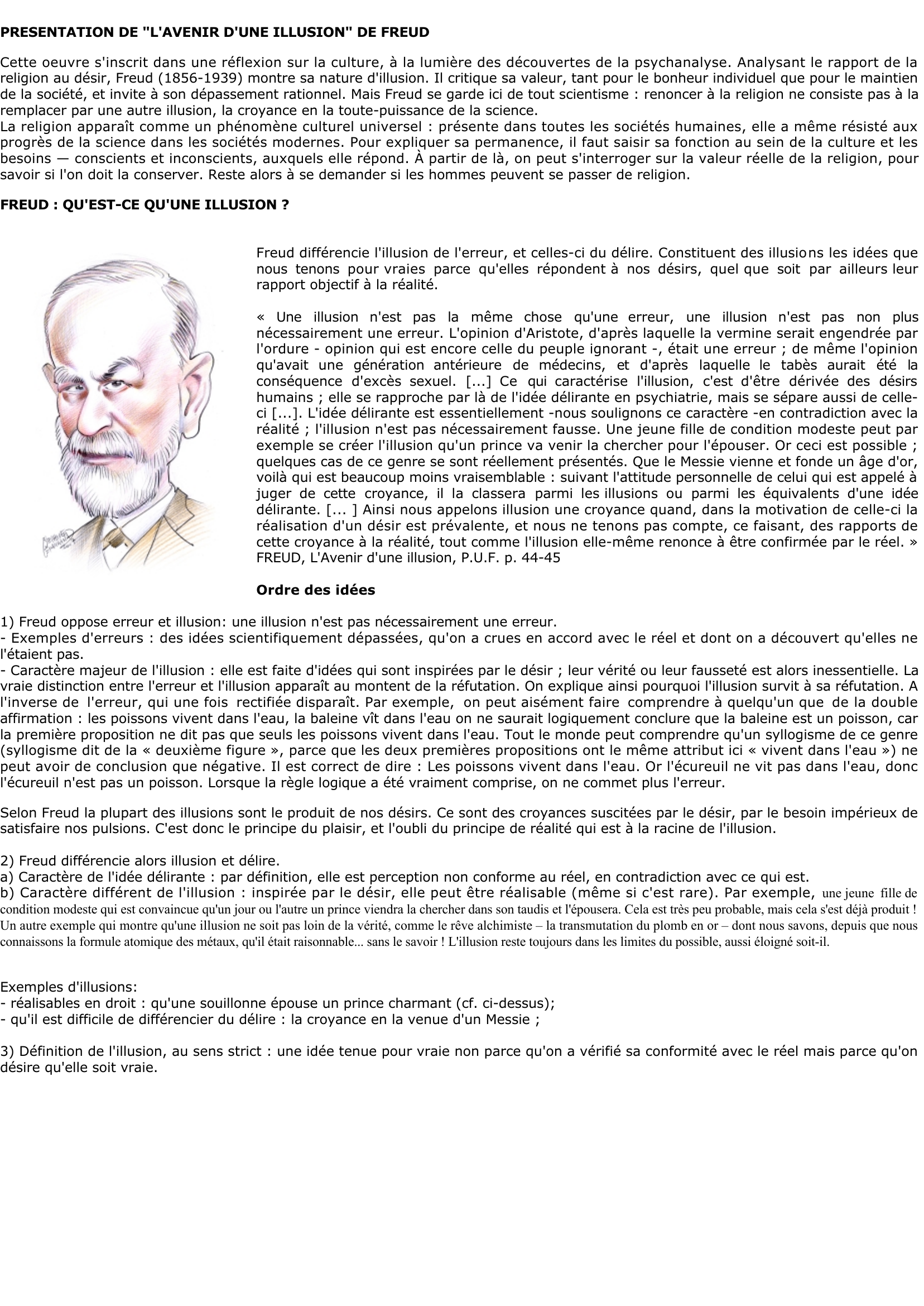 Prévisualisation du document FREUD: une illusion n'est pas la même chose qu'une erreur