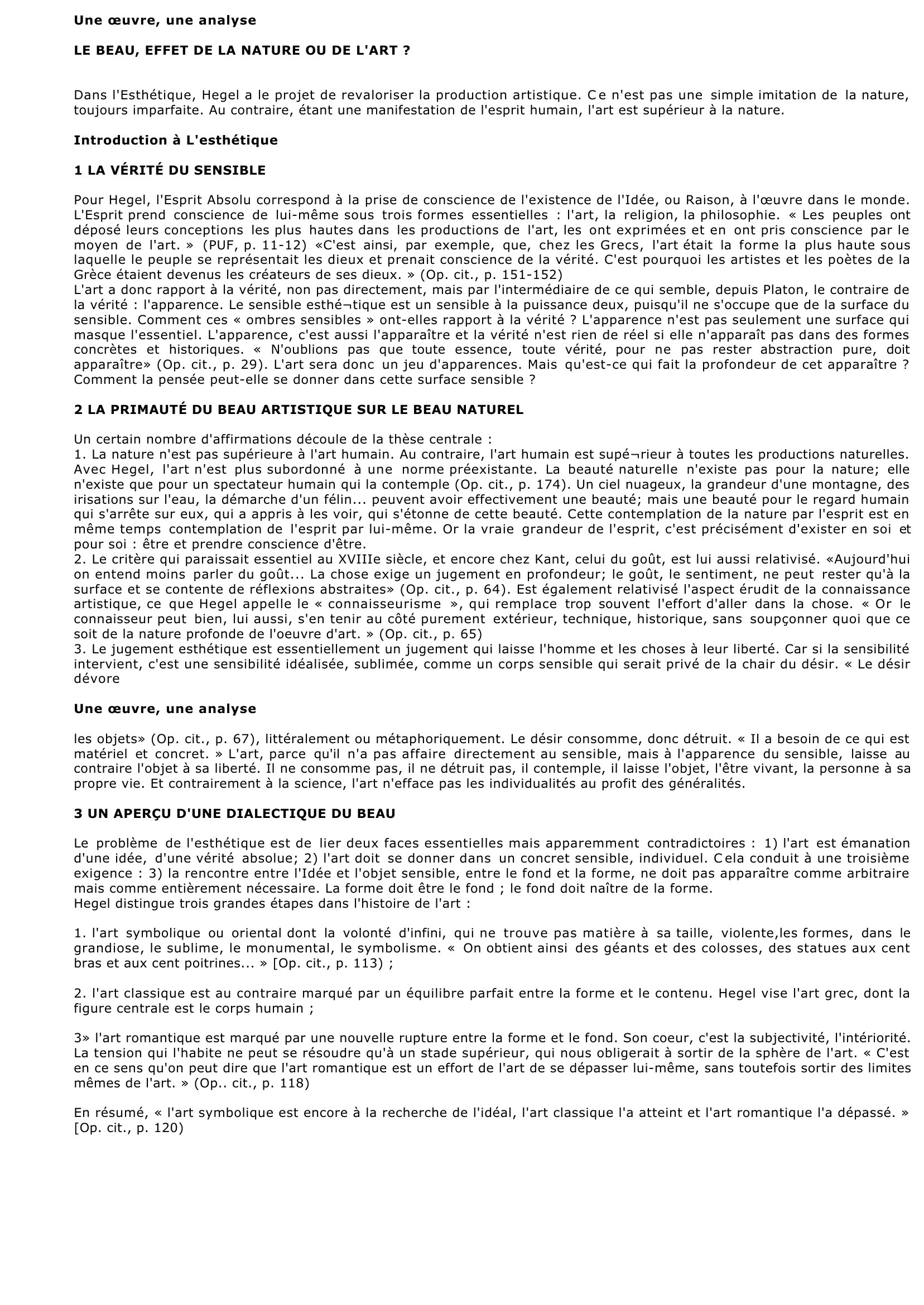 Prévisualisation du document FRIEDRICH HEGEL : ESTHETIQUE (Résumé & Analyse)