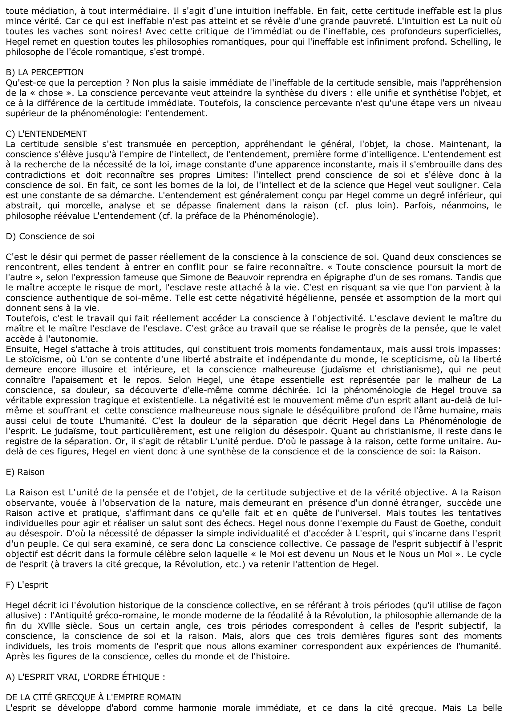 Prévisualisation du document 	FRIEDRICH HEGEL : PHENOMENOLOGIE DE L'ESPRIT (Résumé & Analyse)