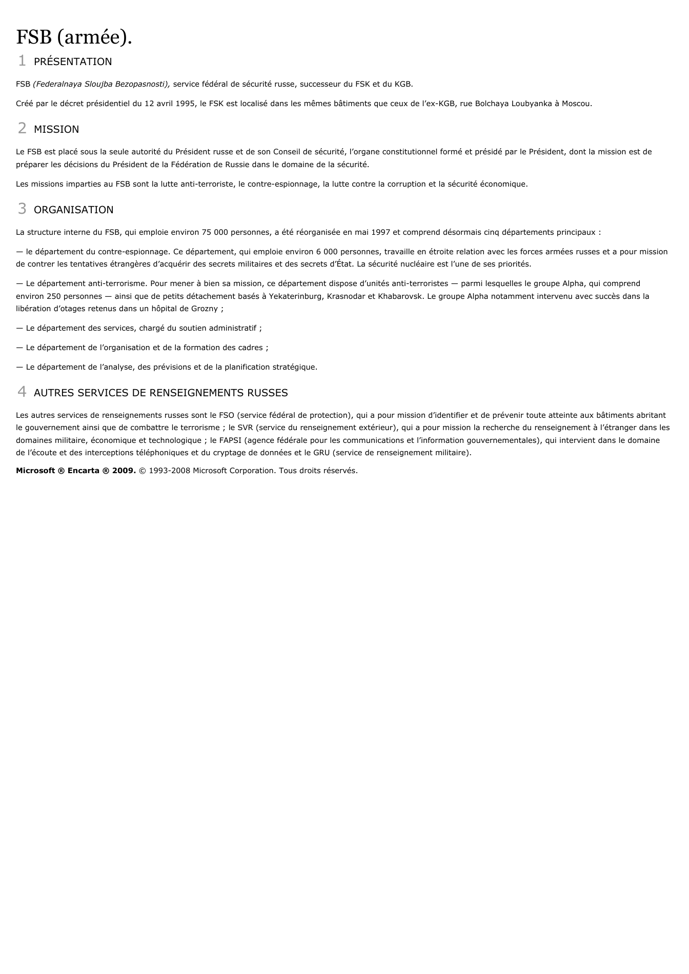 Prévisualisation du document FSB (armée).