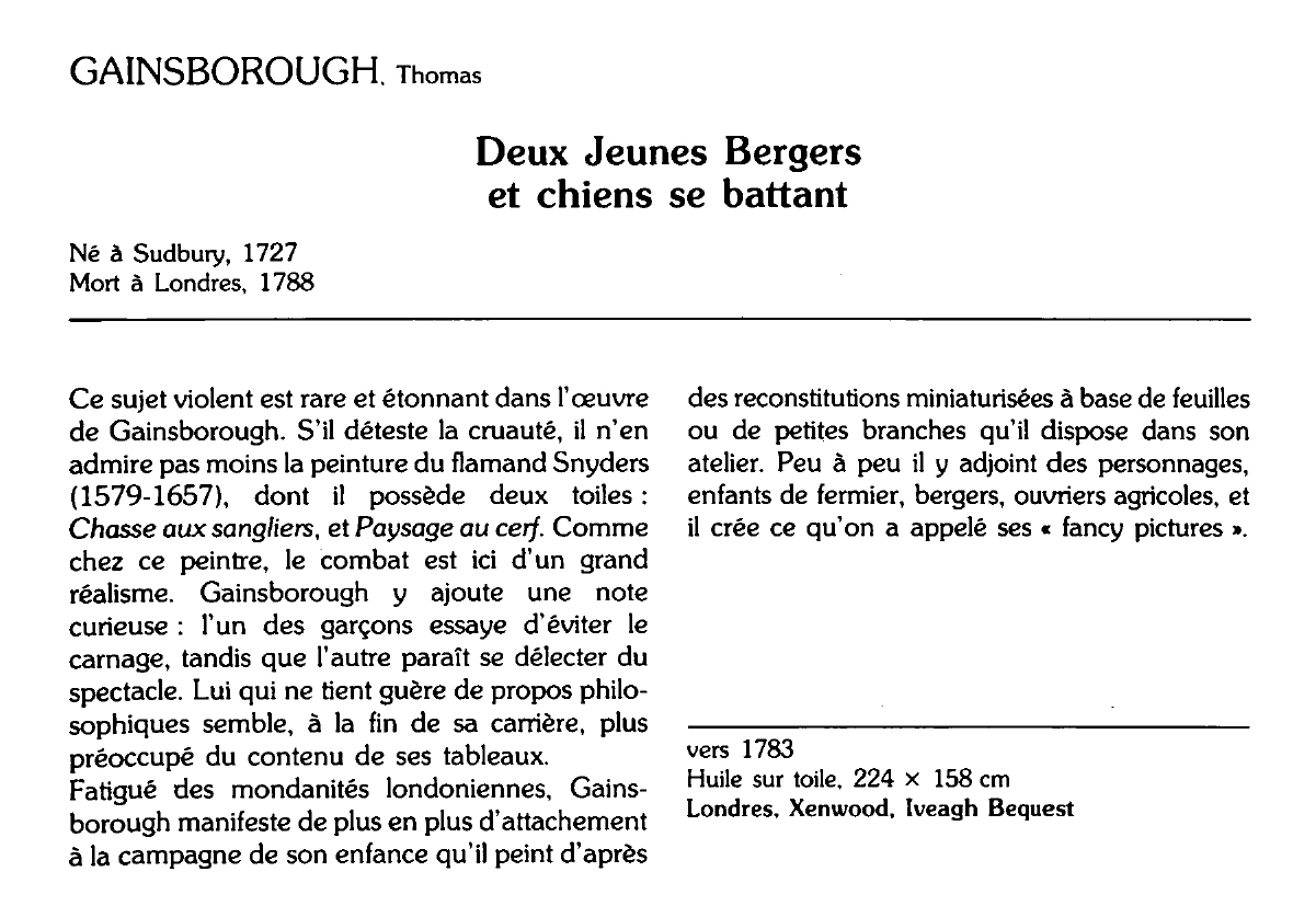 Prévisualisation du document GAINSBOROUGH. Thomas : Deux Jeunes Bergers et chiens se battant