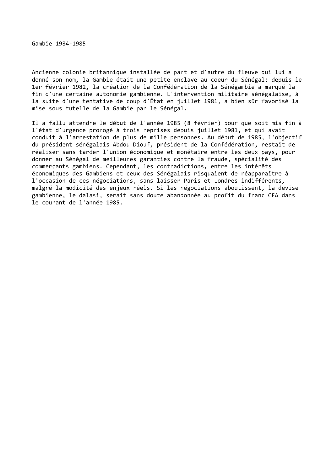 Prévisualisation du document Gambie (1984-1985)