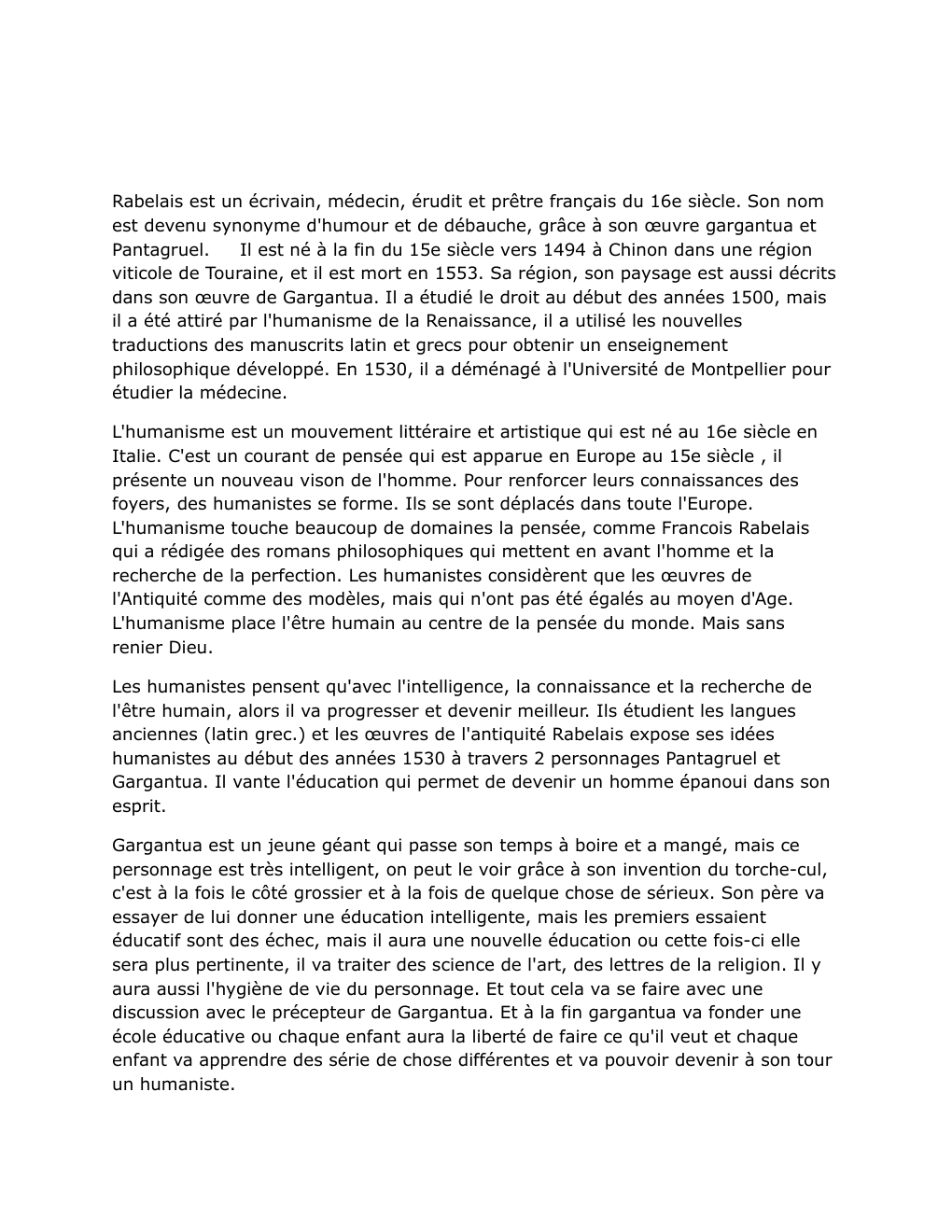 Prévisualisation du document Gargantua Humanisme