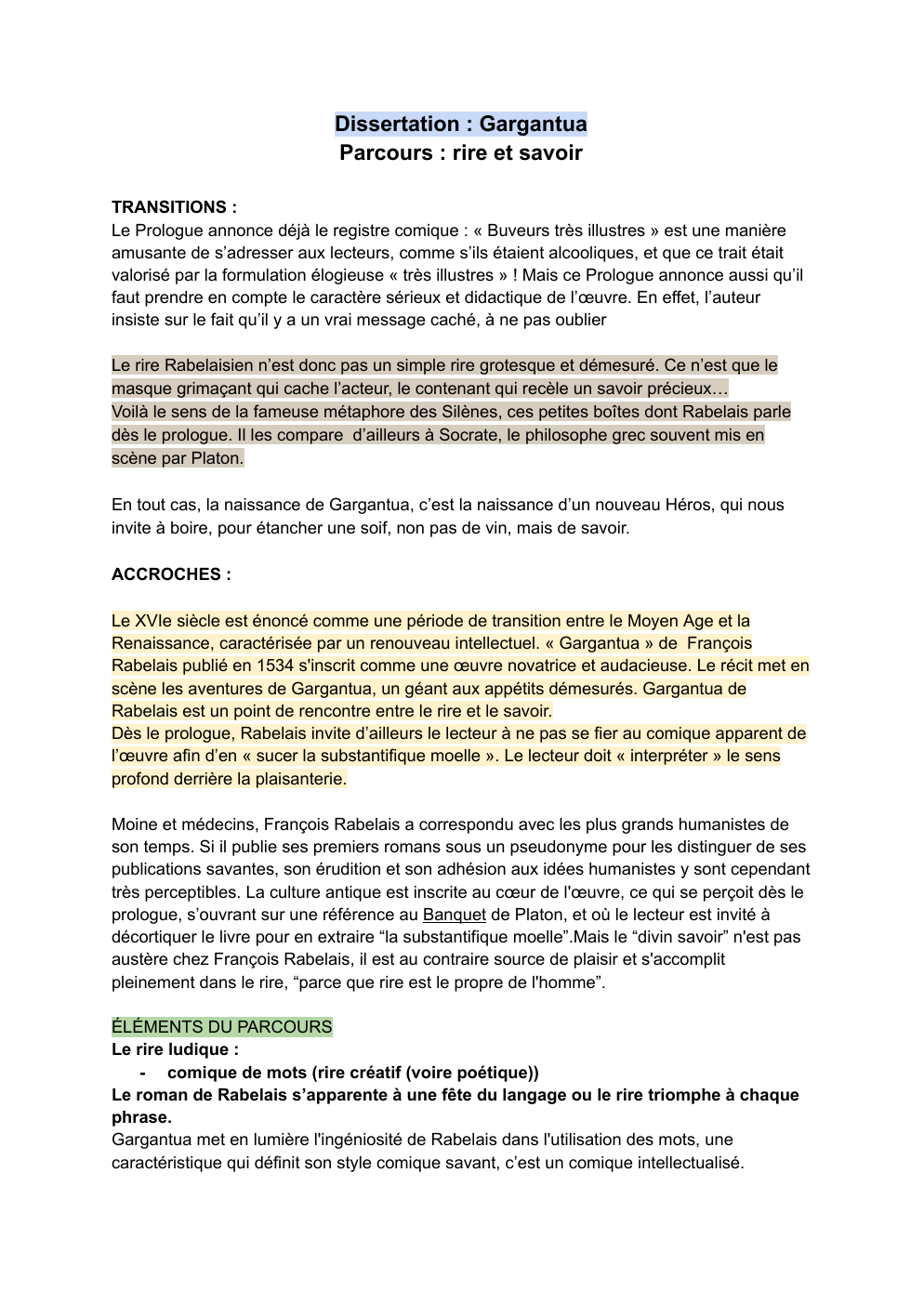 Prévisualisation du document Gargantua : Rire & Savoir