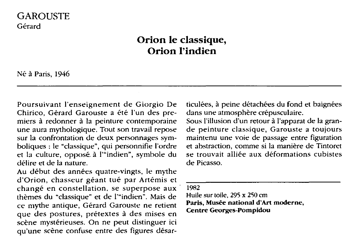Prévisualisation du document GAROUSTE Gérard : Orion le classique, Orion l'indien