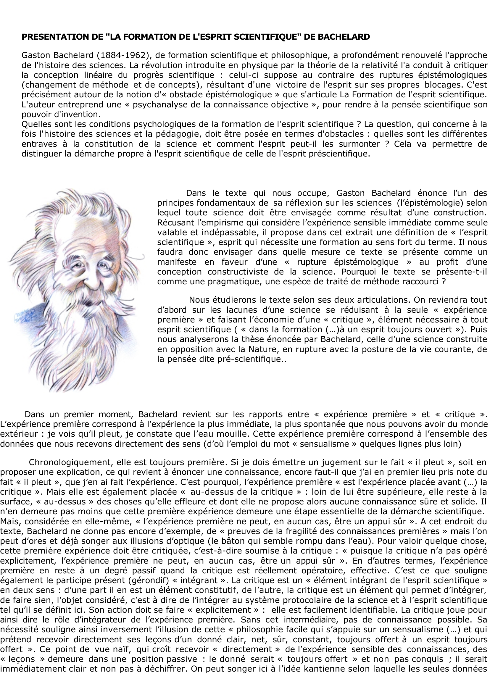 Prévisualisation du document Gaston Bachelard et  la formation d'un esprit scientifique