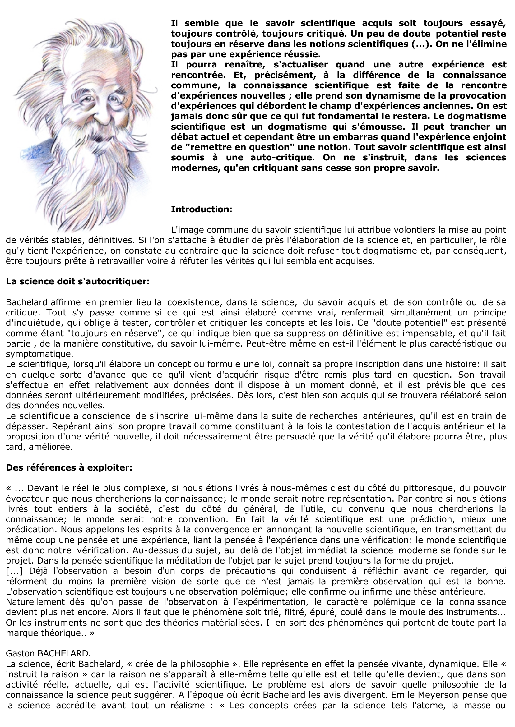 Prévisualisation du document Gaston Bachelard: Savoir scientifique critiqué et contrôlé...