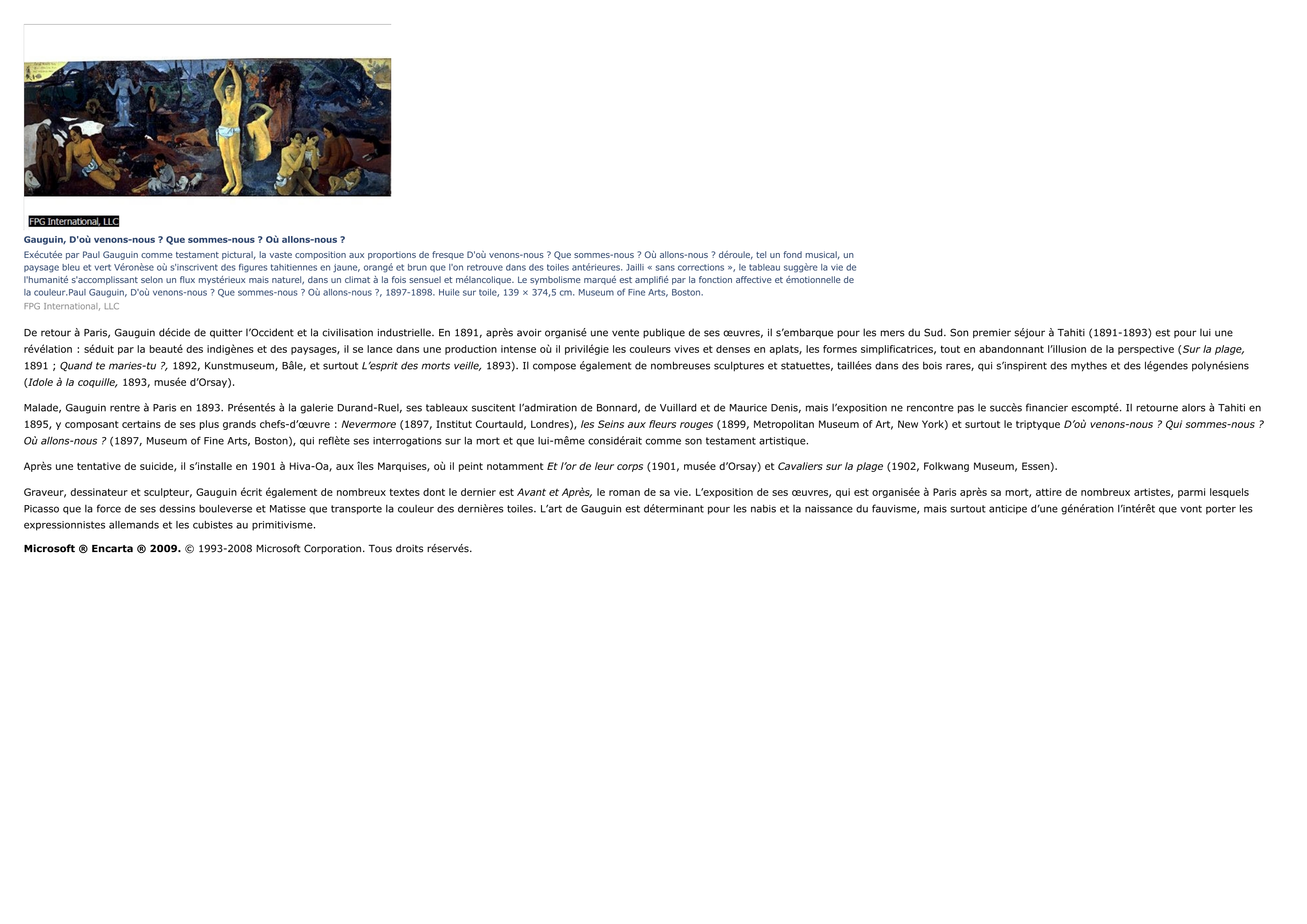 Prévisualisation du document Gauguin, Paul - vie et oeuvre du peintre.