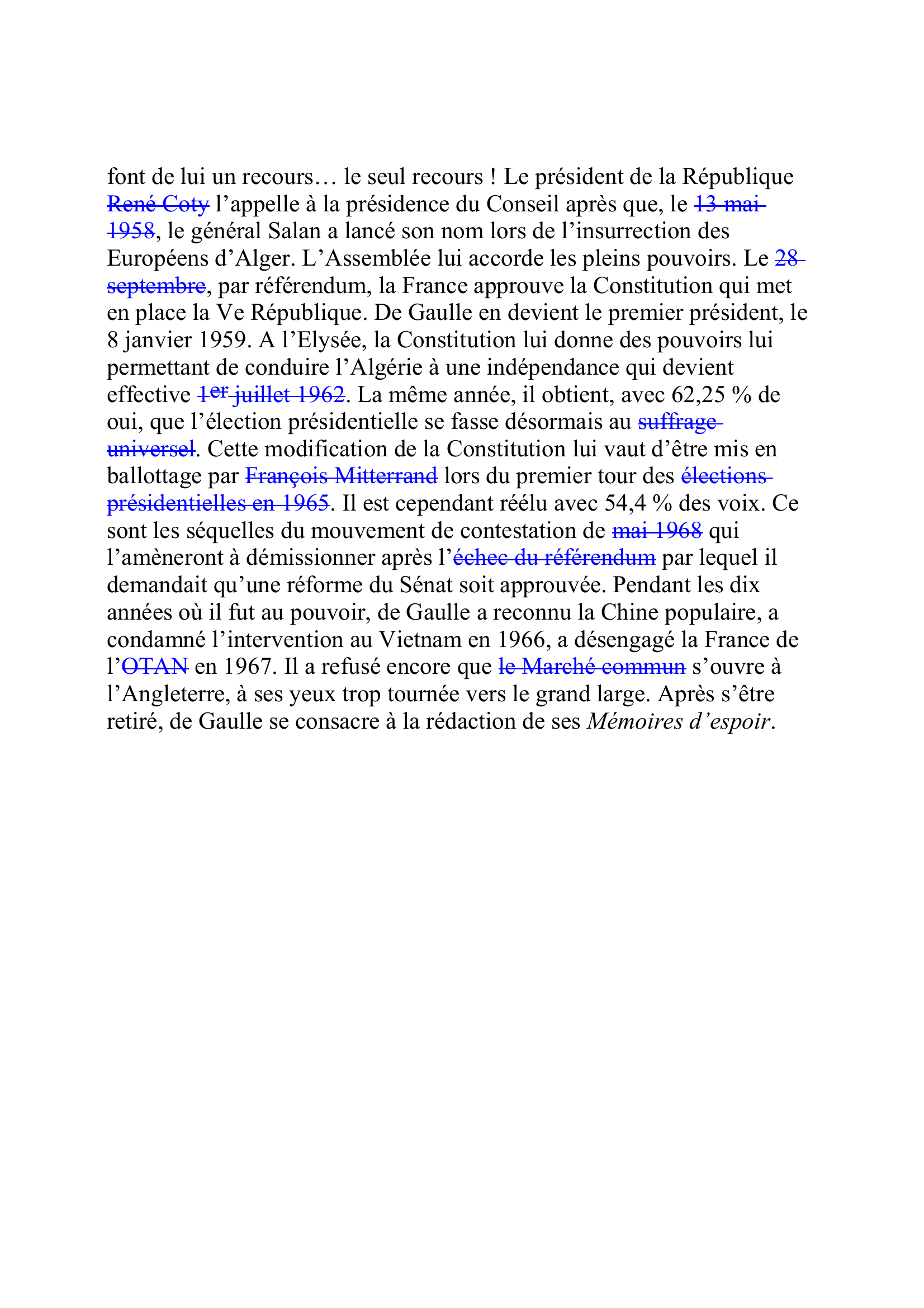 Prévisualisation du document GAULLE, Charles André Joseph Marie de
(22 novembre 1890-9 novembre 1970)
Président de la République (1959-1969)
Reçu à Saint-Cyr en 1909, Charles de Gaulle est promu sous-lieutenant
en 1912 et lieutenant en 1913.