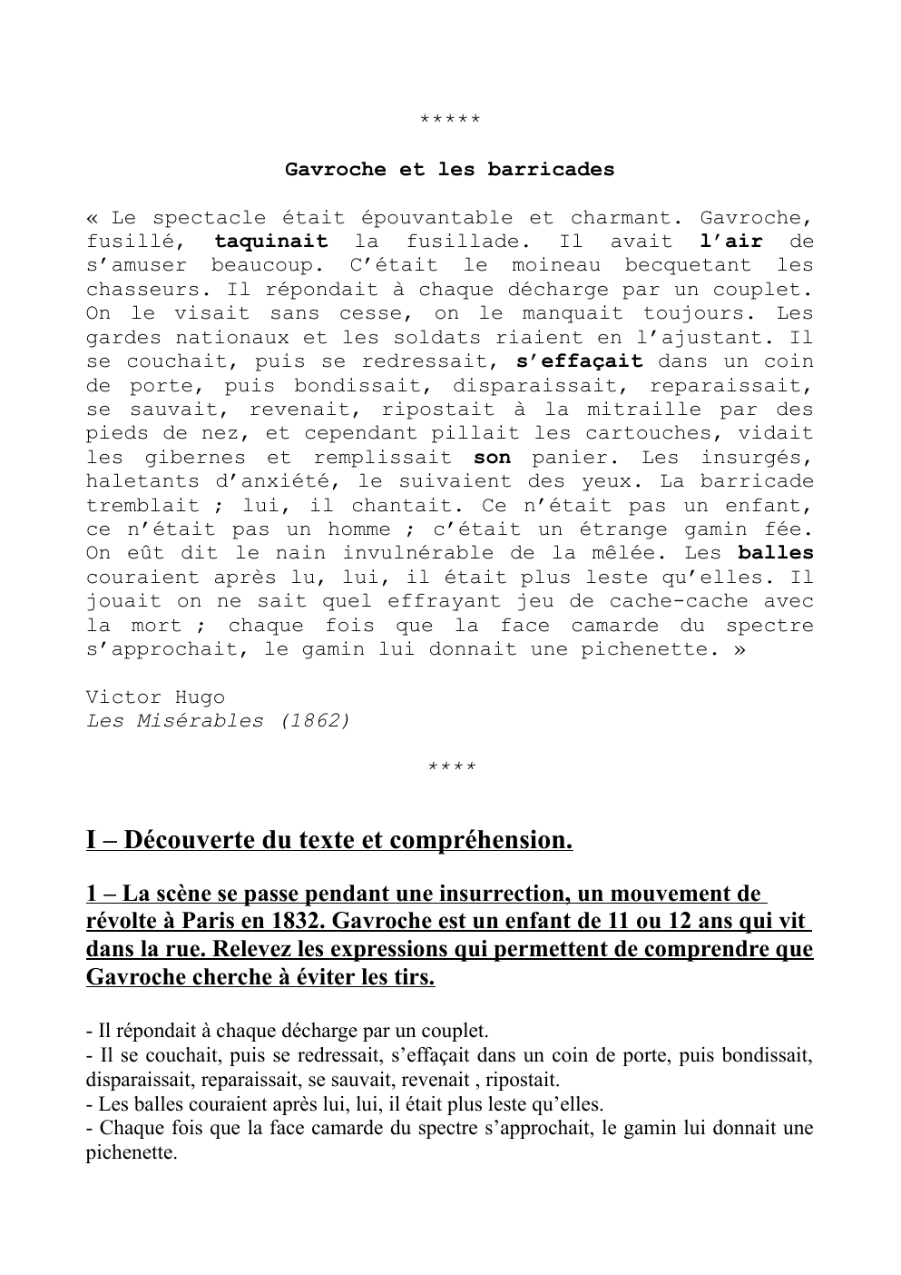 Prévisualisation du document Gavroche et les barricades