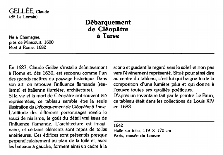 Prévisualisation du document GELLÉE, Claude (dit Le Lorrain):Débarquement de Cléopâtre.