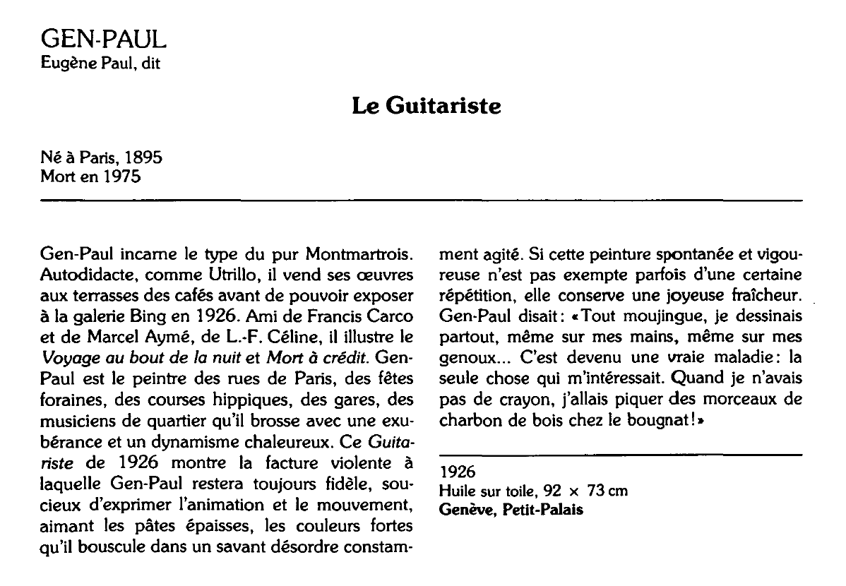 Prévisualisation du document GEN-PAUL Eugène Paul, dit : Le Guitariste