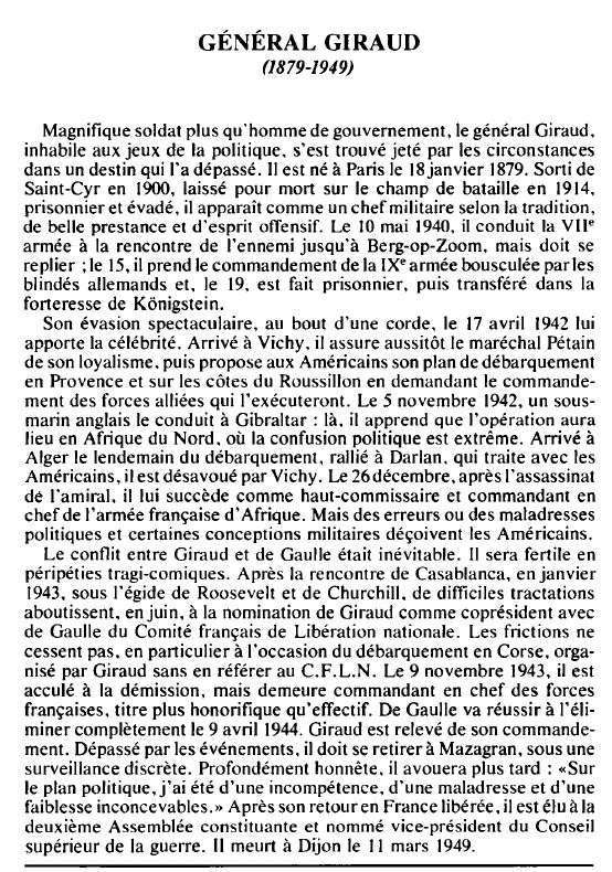 Prévisualisation du document GÉNÉRAL GIRAUD(1879-1949) - BIOGRAPHIE