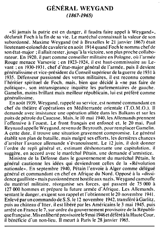 Prévisualisation du document GÉNÉRAL WEYGAND( 1867-1965) - BIOGRAPHIE