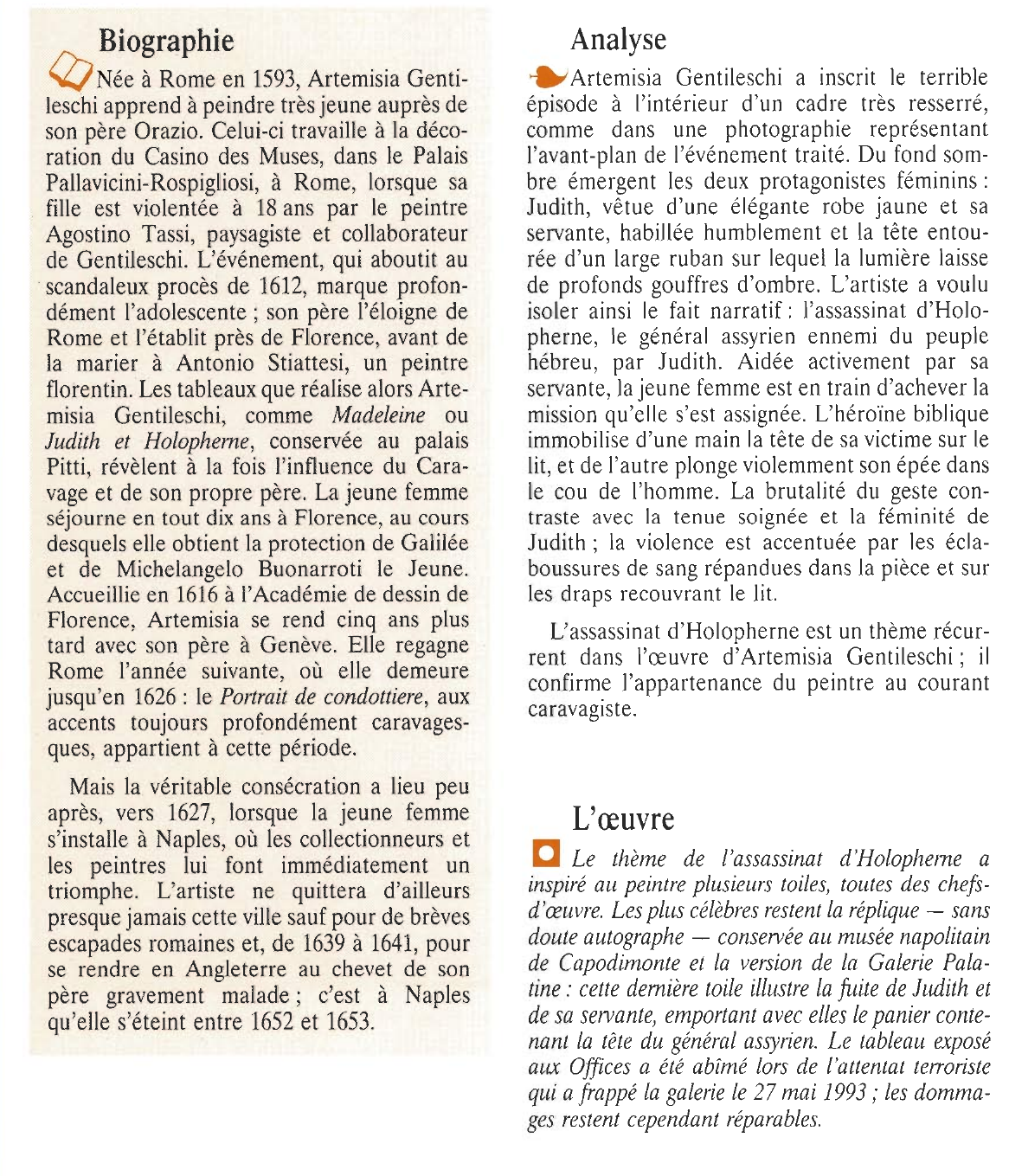 Prévisualisation du document GENTILESCHI (Artemisia Lomi) : JUDITH ET HOLOPHERNE
