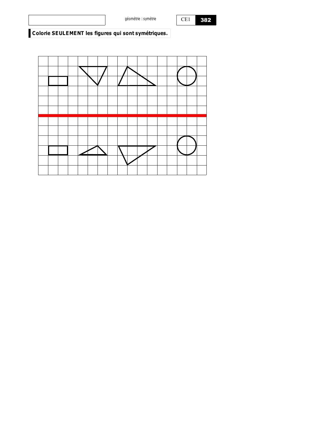 Prévisualisation du document géométrie : symétrieColorie SEULEMENT les figures qui sont symétriques.