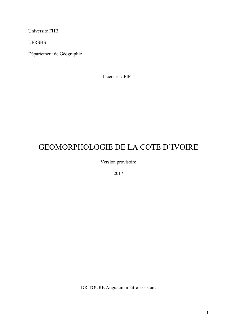 Prévisualisation du document GEOMORPHOLOGIE DE LA COTE D’IVOIRE