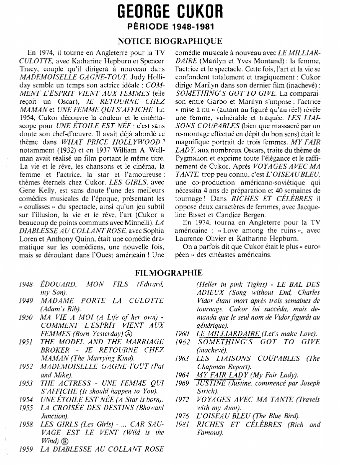 Prévisualisation du document GEORGE CUKOR