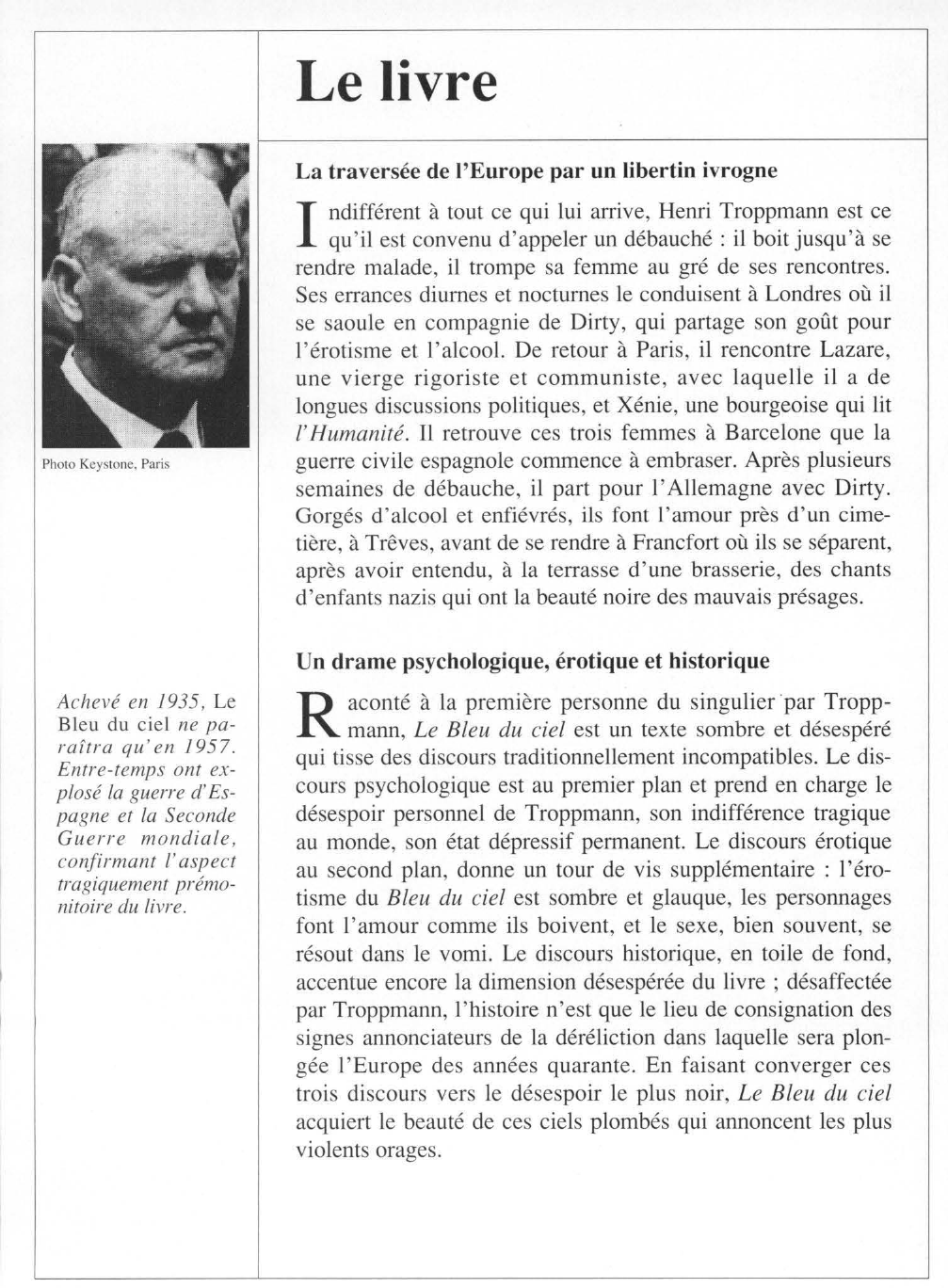 Prévisualisation du document Georges BATAILLE : Le Bleu du ciel