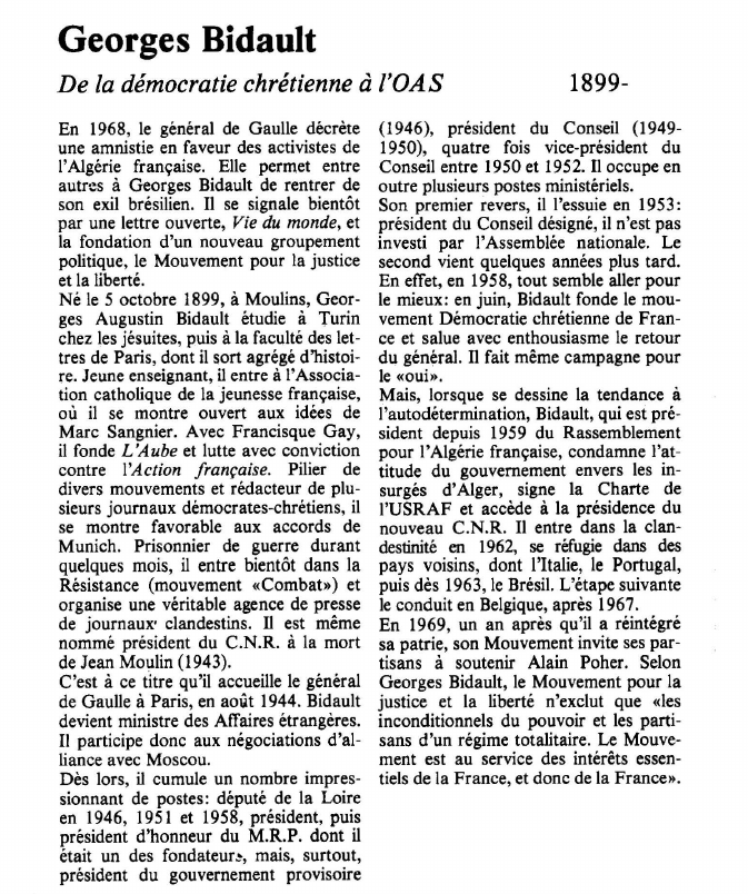 Prévisualisation du document Georges BidaultDe la démocratie chrétienne à l'OAS.