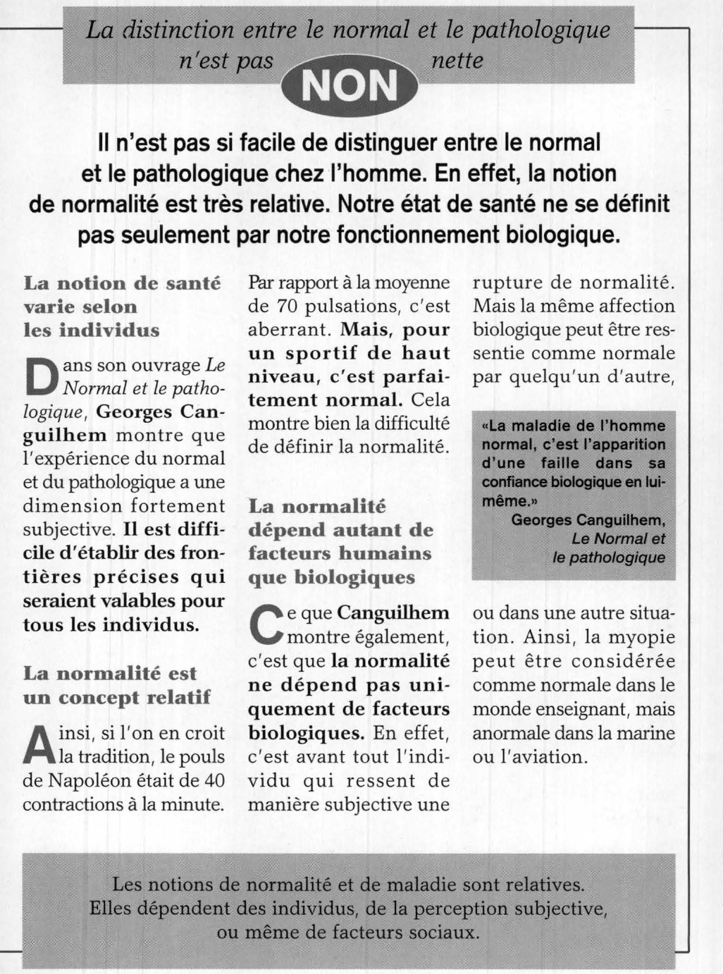 Prévisualisation du document Georges Canguilhem, Le Normal et le pathologique (résumé et analyse)