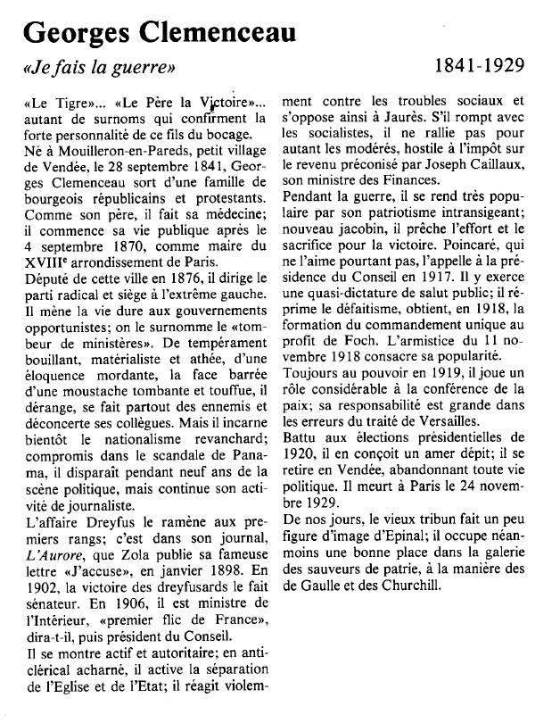 Prévisualisation du document Georges Clemenceau«Je fais la guerre».
