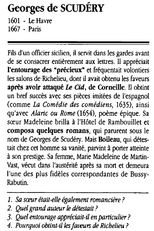 Prévisualisation du document Georges de SCUDÉRY