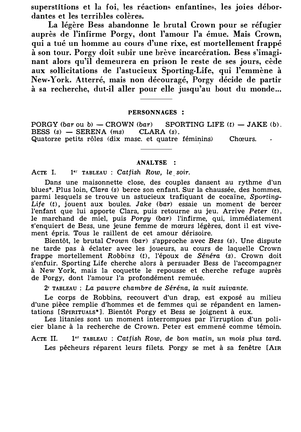 Prévisualisation du document Georges GERSCHWIN: PORGY ET BESS (résumé et analyse de l’œuvre – Répertoire lyrique)