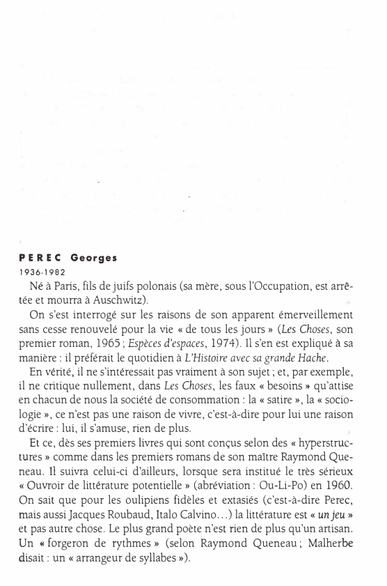 Prévisualisation du document Georges PEREC