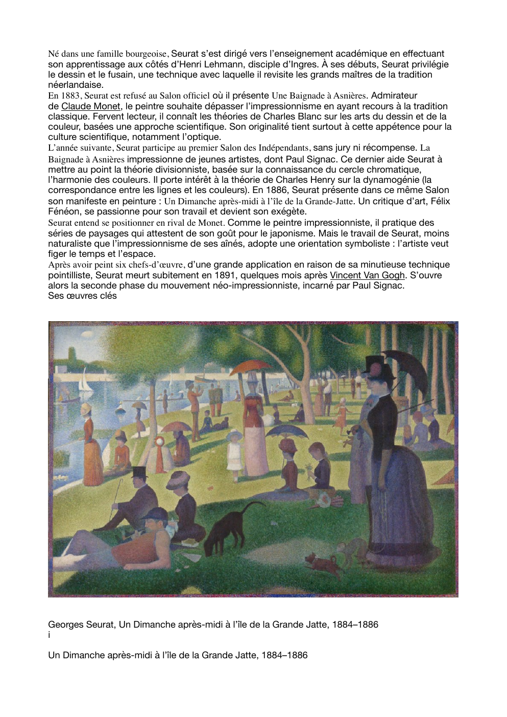 Prévisualisation du document Georges Seurat, Un Dimanche apr s-midi à l’ le de la Grande Jatte, 1884–1886