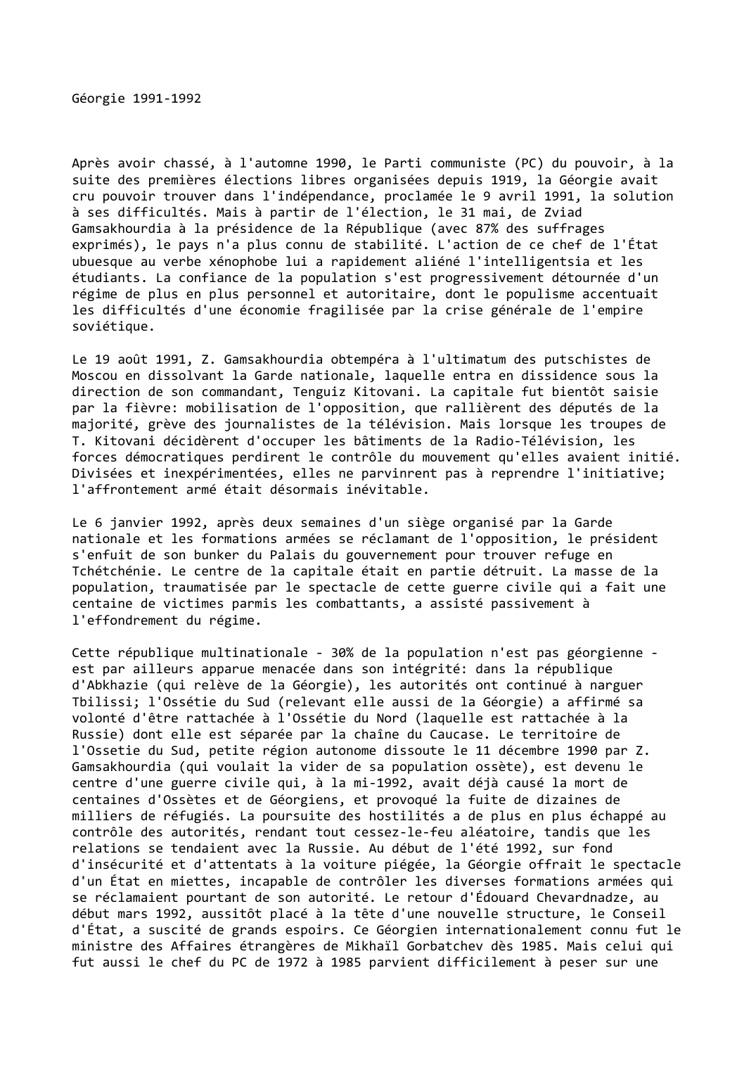 Prévisualisation du document Géorgie (1991-1992)