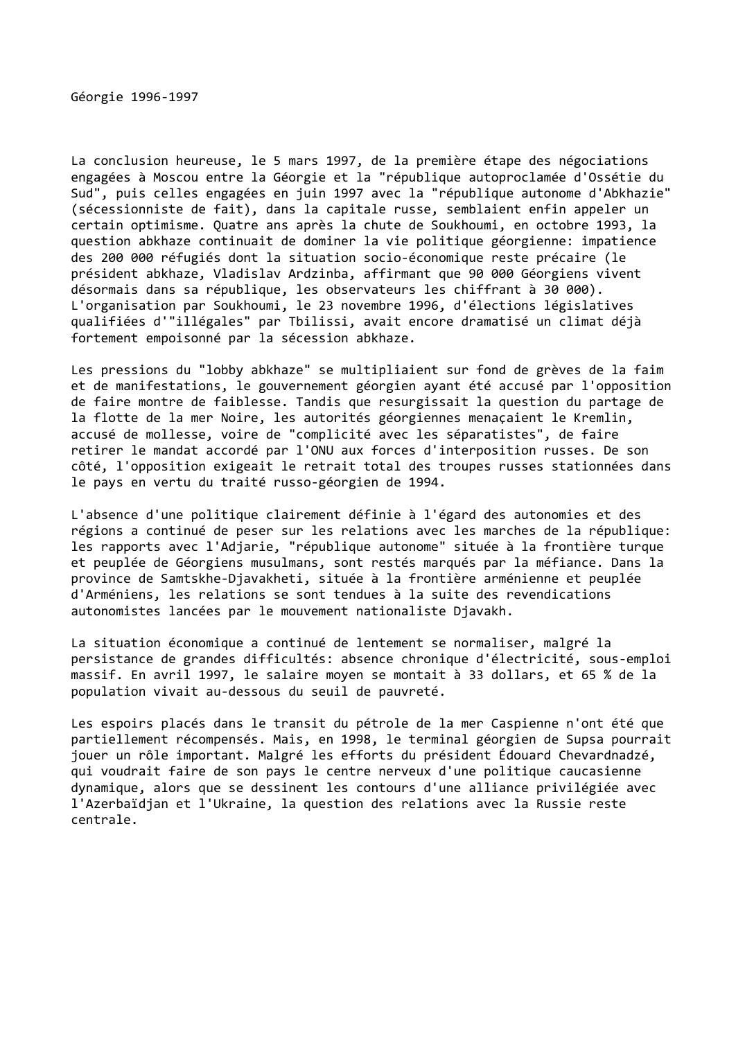 Prévisualisation du document Géorgie (1996-1997)