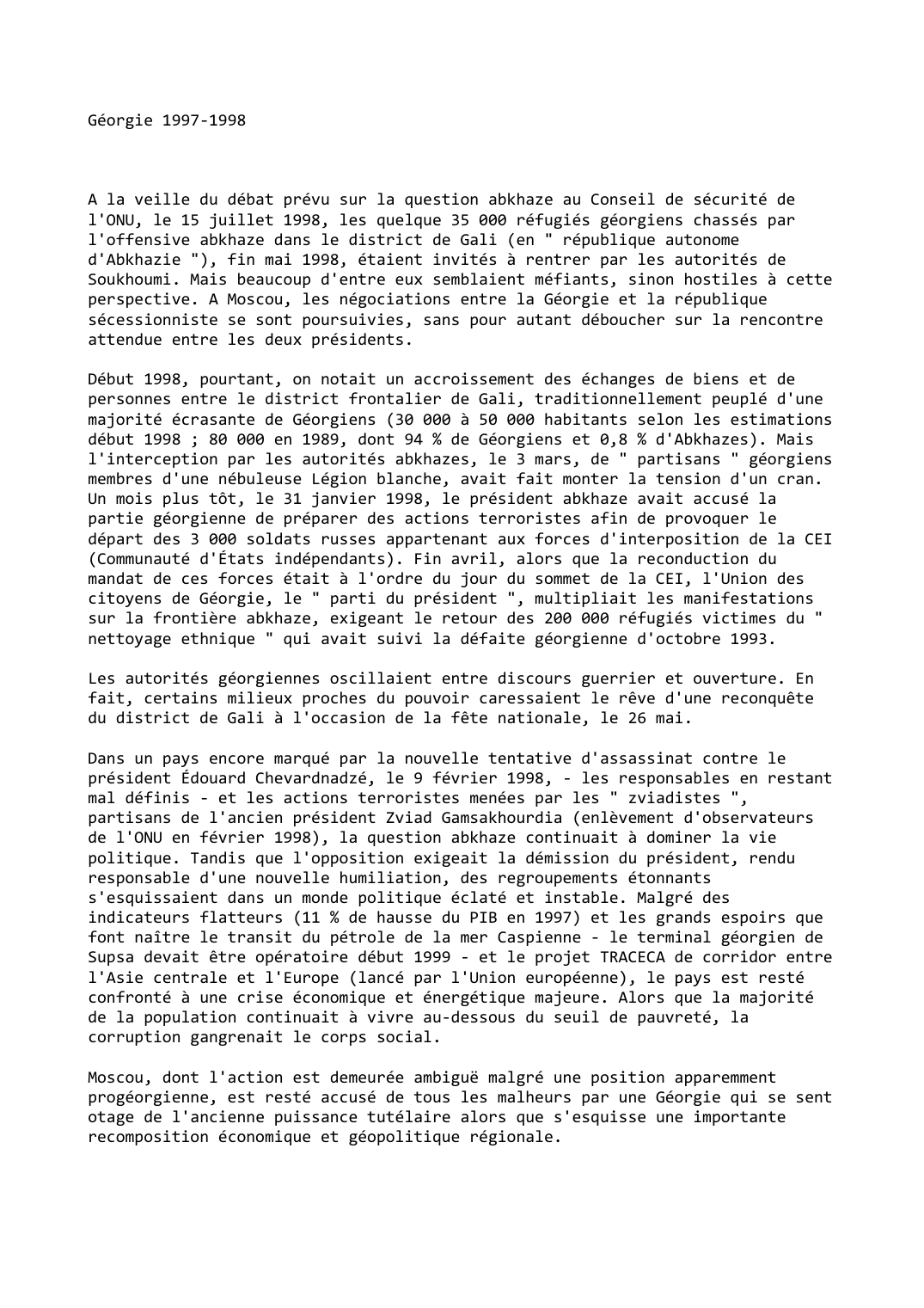 Prévisualisation du document Géorgie (1997-1998)