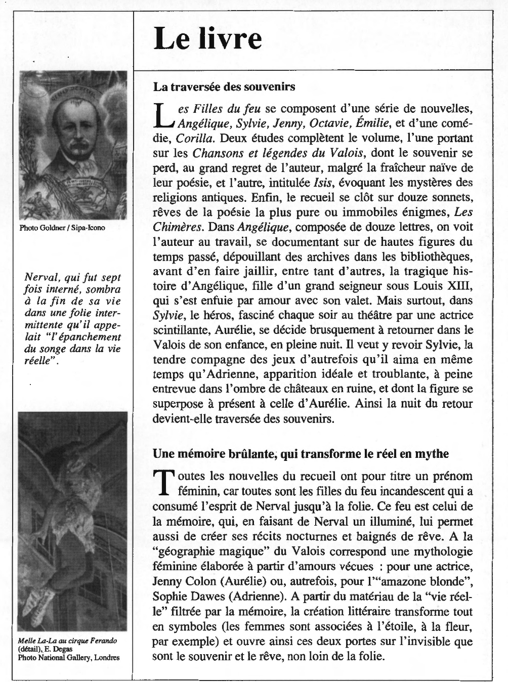 Prévisualisation du document Gérard de NERVAL : Les Filles du feu