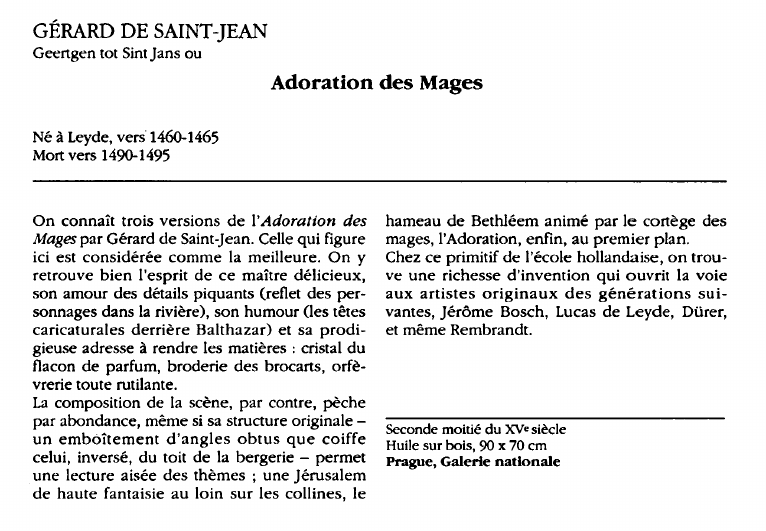Prévisualisation du document GÉRARD DE SAINT-JEAN:Adoration des Mages (analyse du tableau).