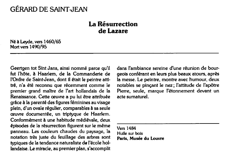 Prévisualisation du document GÉRARD DE SAINT-JEAN:La Résurrectionde Lazare (analyse du tableau).