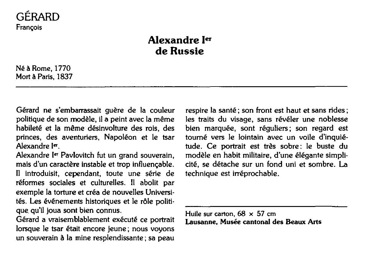 Prévisualisation du document GÉRARD François : Alexandre Ier de Russie