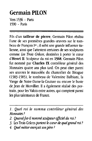 Prévisualisation du document Germain PILONVers 1;36 - Paris1590 - ParisFils d'un tailleur de