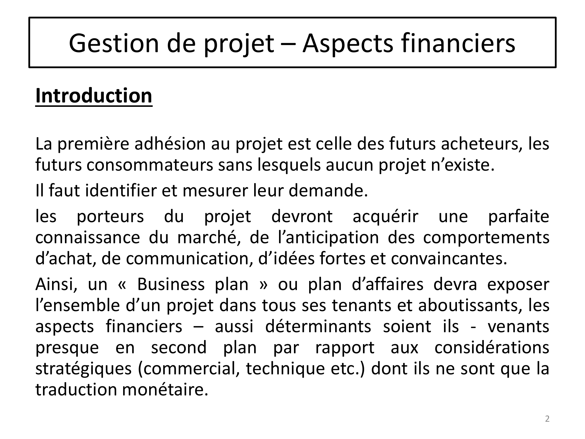 Prévisualisation du document Gestion de projet- aspect financier