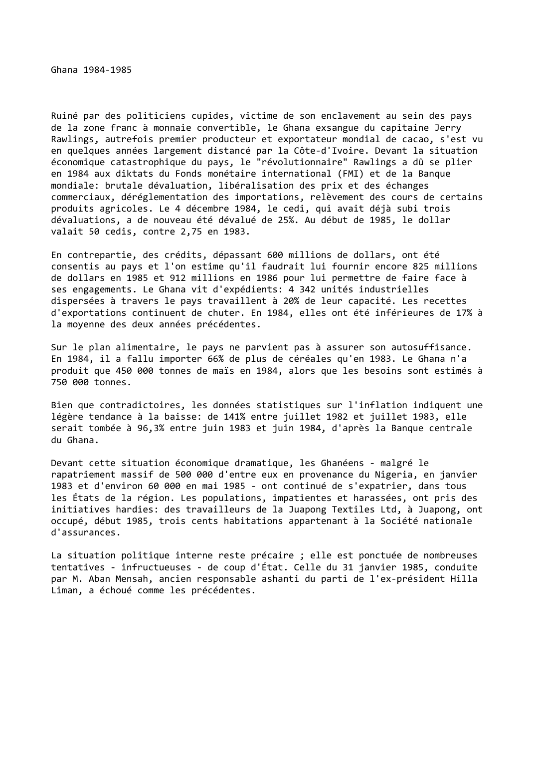 Prévisualisation du document Ghana (1984-1985)