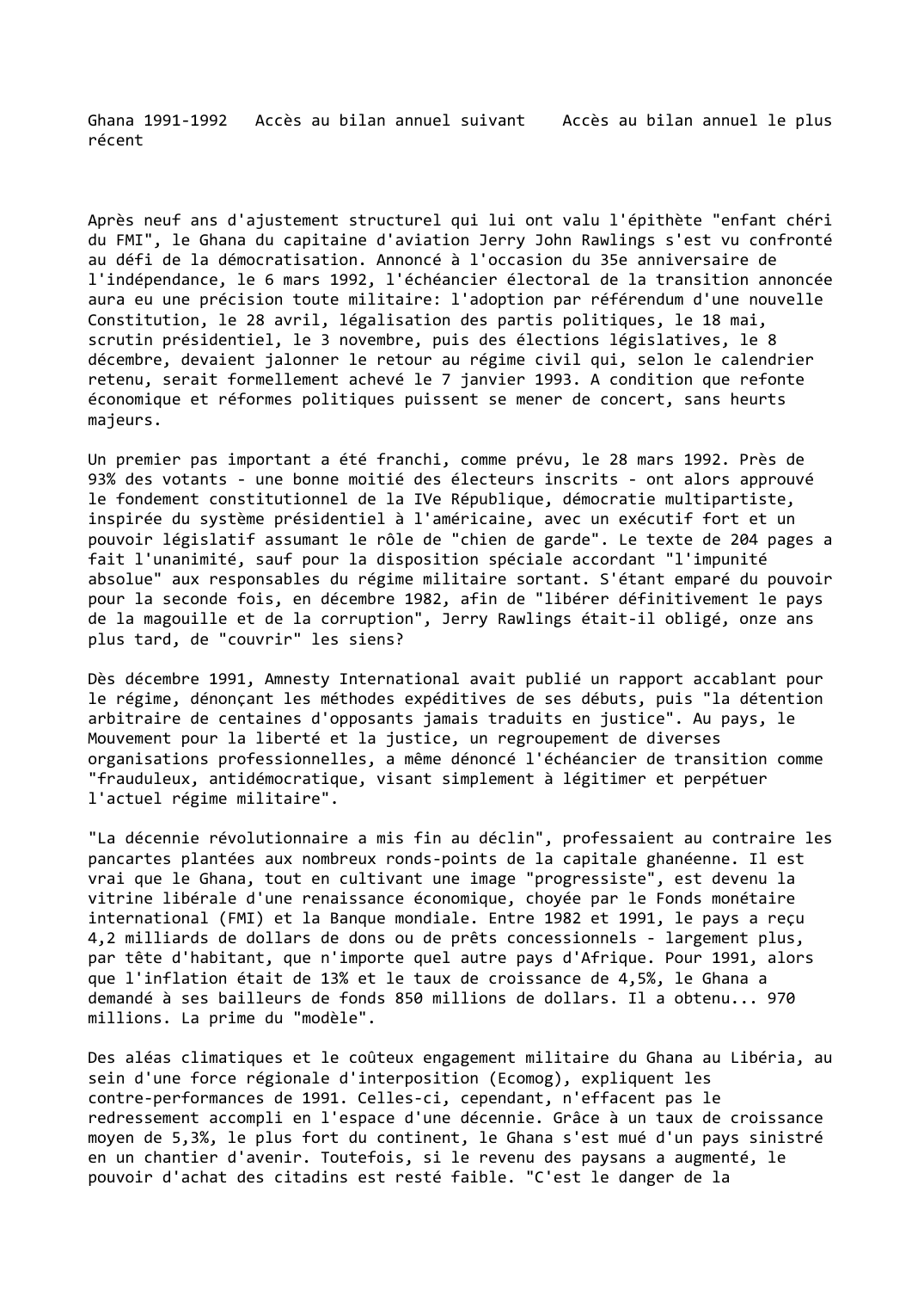 Prévisualisation du document Ghana: 1991-1992