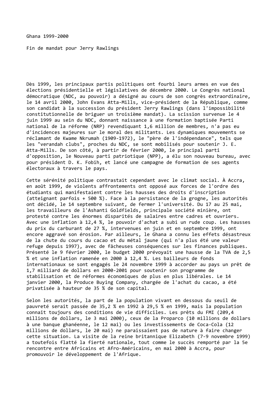 Prévisualisation du document Ghana (1999-2000): Fin de mandat pour Jerry Rawlings