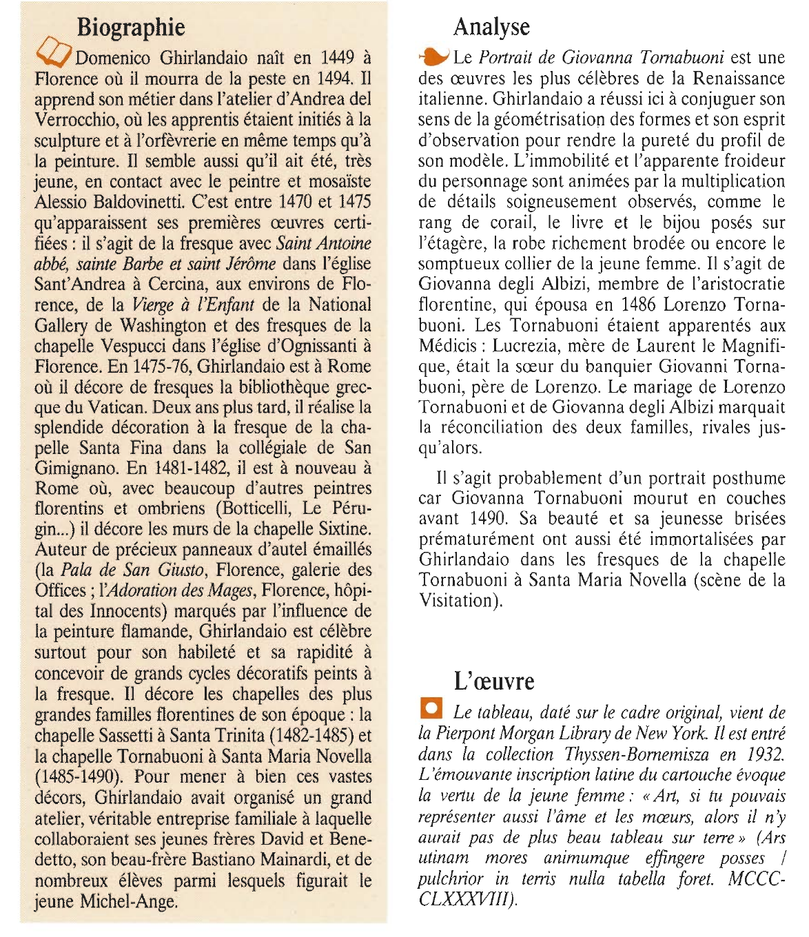 Prévisualisation du document GHIRLANDAIO Domenico : PORTRAIT DE GIOVANNA TORNABUONI