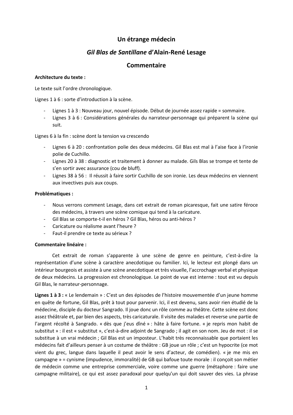 Prévisualisation du document Gil Blas de Santillane d’Alain-René Lesage Commentaire